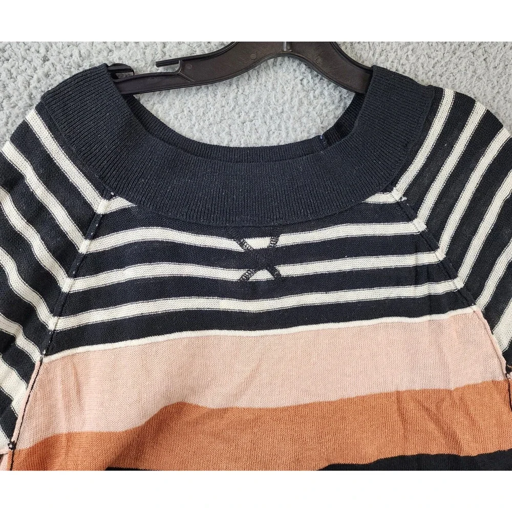 Free People Block Party Pullover Sweater Women's XS Black Pearl Combo Round Neck - Picture 3 of 15